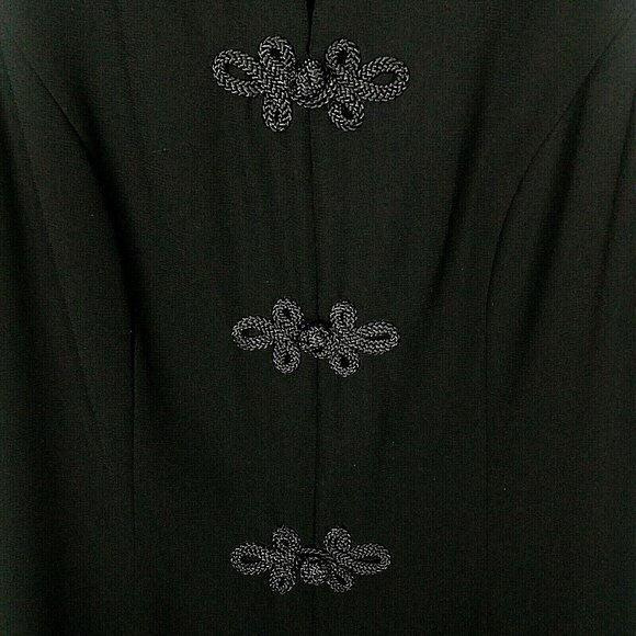 Sleek Edgy Chic Black Dress Vintage Size 14 Minimalist Dark Academia Elegant Fem - Picture 4 of 9